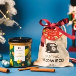 Zestaw świąteczny z miodem 400g w lnianym worku z biletem i wstążką