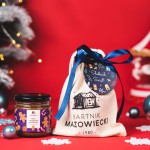 Zestaw świąteczny z miodem 250 g w lnianym worku z biletem i wstążką 