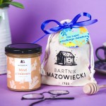 Zestaw dla Babci i Dziadka z miodem 400g w lnianym worku z biletem i wstążką 