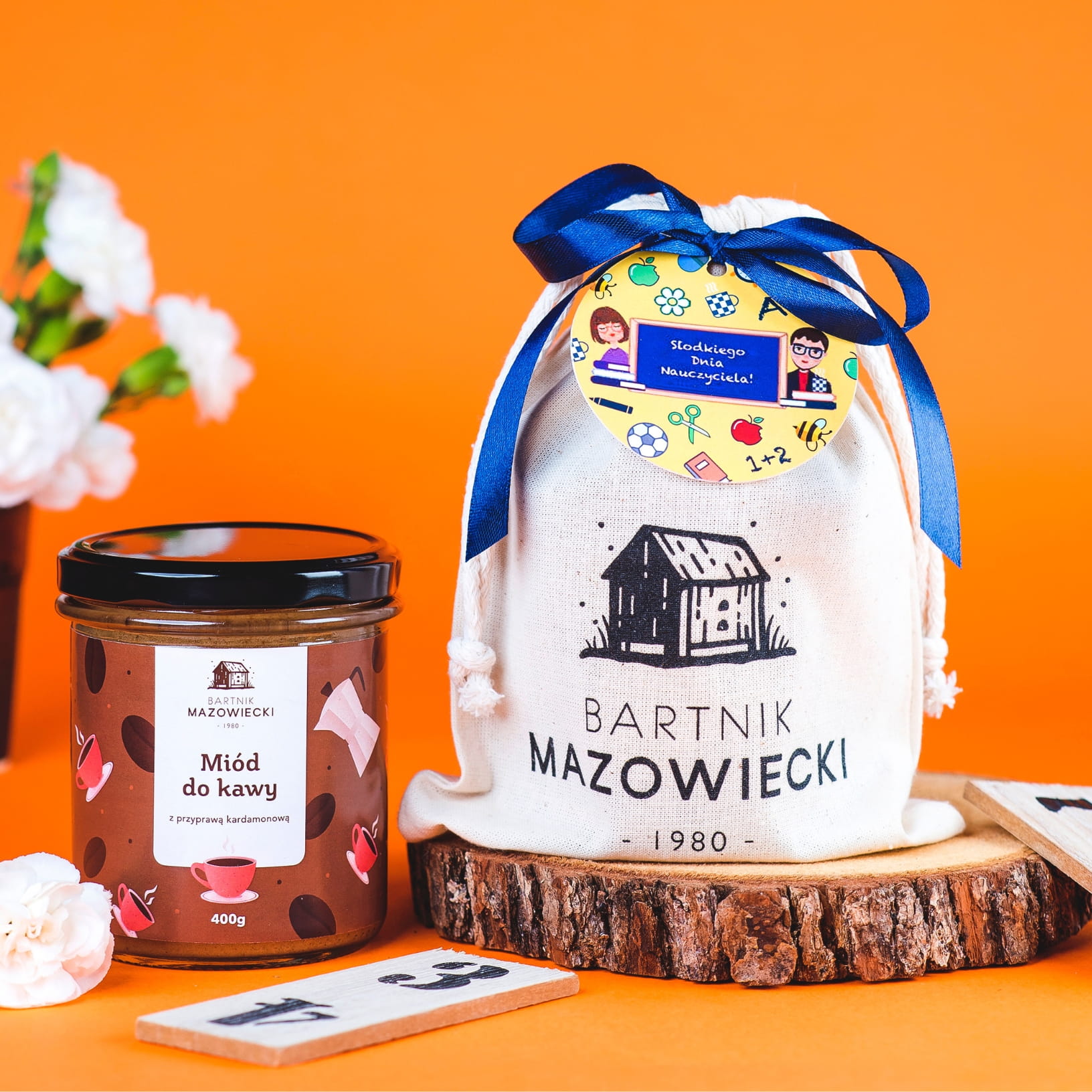 Zestaw z miodem w lnianym worku dla Nauczyciela